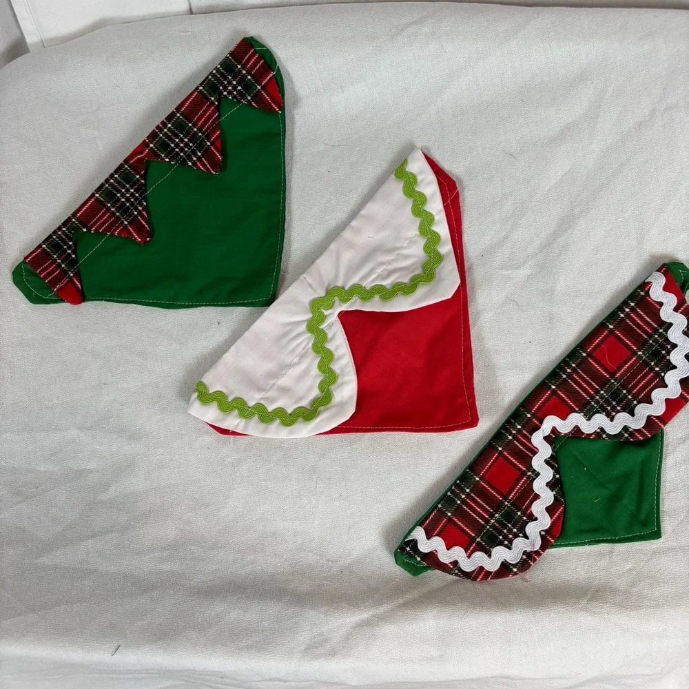 Handmade Christmas Dog Collar Bandanas Set‎ of 3 – Size Small 8